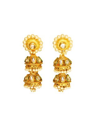 Golden Kundan Jhumki